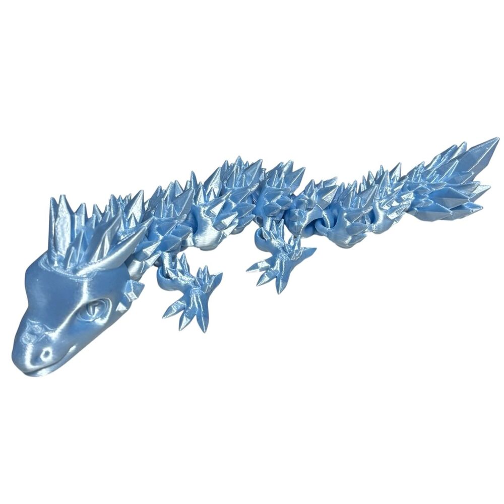 3D Printed - 11" Baby Crystal Dragon - Baby Blue Silk - #3019-102